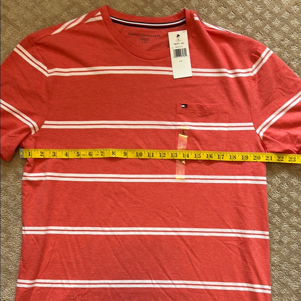 Tommy Hilfiger Men's Orange-Red Striped Shirt - Picture 4 of 7